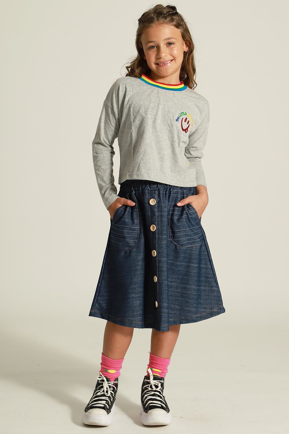 Saia Botões Denim