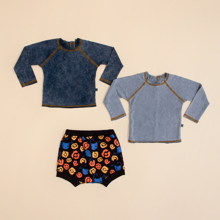 Blusa Bebê Raglan Denim