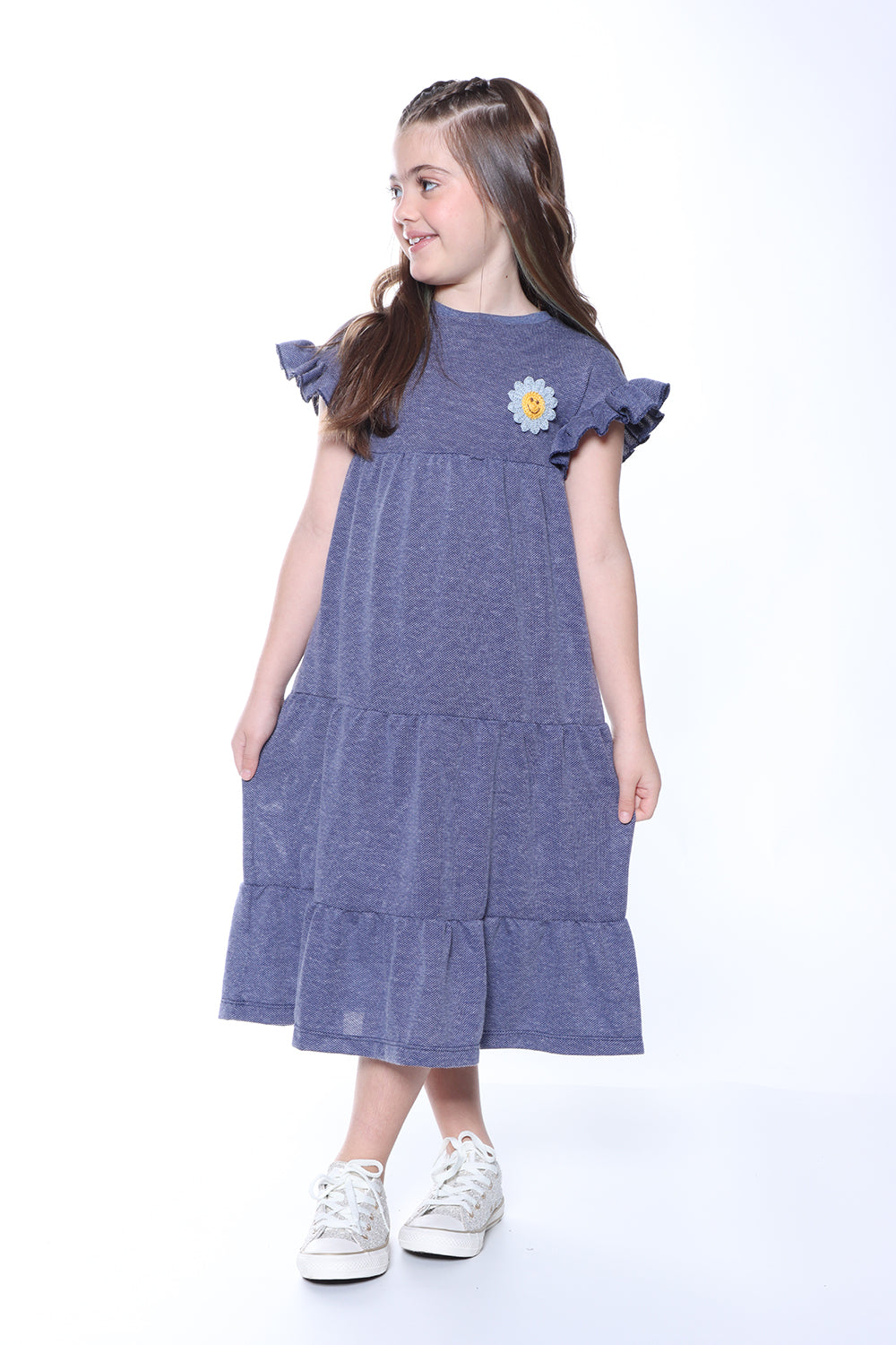 Vestido Infantil Piquet Denim