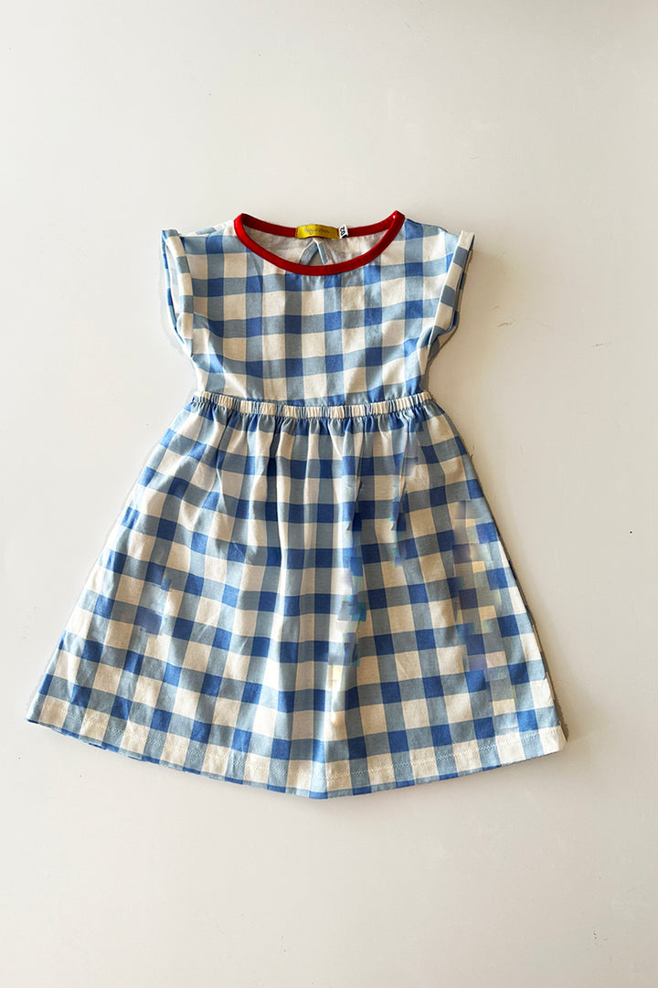 Vestido Infantil Grid Azul